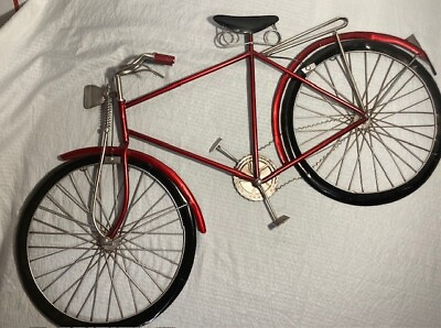 #ad Metal Bicycle Wall Art Hanging Red with Black Bike Decor 34quot; x 17quot; $32.50