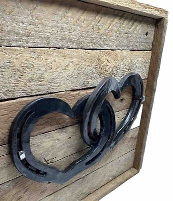 #ad Horseshoe Hearts Handcrafted Wooden Wall Hanging Plaque Rustic 10x10” $99.99
