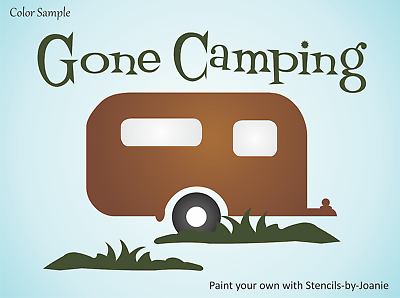 #ad STENCIL Gone Camping Family Camper Trailer Rustic Park Outdoor DIY Art Signs $12.95