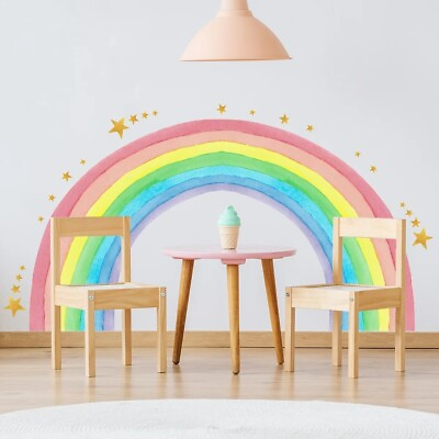 #ad Large Rainbow Wall Stickers For Kids Room Decoration Wallpaper Giant Decal Mural $29.39
