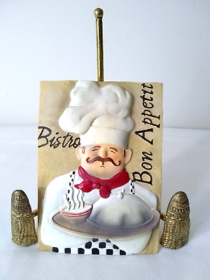 #ad Bistro Bon Appetit Italian Chef Resin Ceramic Wall Hanging Plaque Decoration $15.95