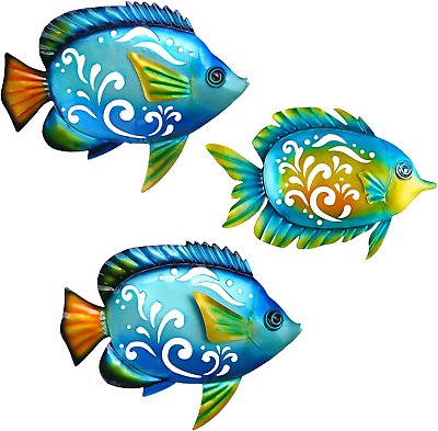 #ad Metal Fish Wall Decorative Wall Art Tropical Fish Sculpture Suitable for Outdoor $29.99