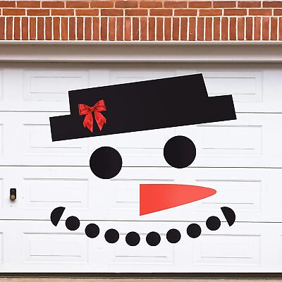 #ad #ad Christmas Snowman Door Sticker Outdoor Decorative Garage Door DIY Decor Supplies $7.73