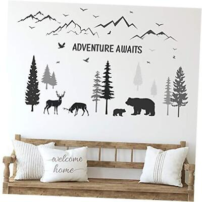 #ad #ad 3 Sheets Nursery Wall Decals Dreamy Forest with Pine Tree Animal Simple Style $22.58