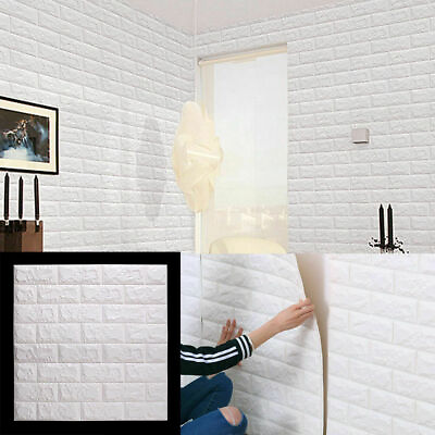 #ad 20pcs Set PE Foam 3D Tile Brick 70 * 77cm Waterproof Panels Wall Stickers Decor $124.09