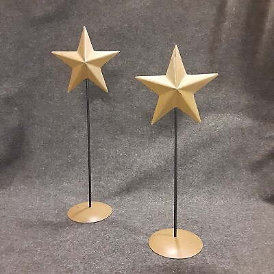 #ad #ad Rustic Primitive Metal Standing Stars Home Decor Set of 2 Brown amp; Black Country $18.99