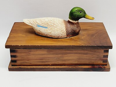 #ad VTG Dovetail Wood Box w Green Head Duck Topper by Relic Art Ltd. Brooklyn N.Y. $13.43