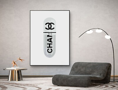 #ad Chanel Pill Art Fashion wallart home decor Canvas Poster Portrait Gallery $169.99