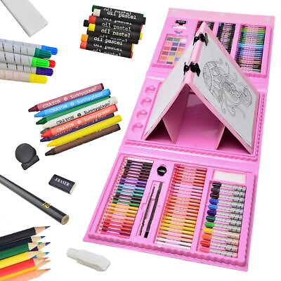 #ad #ad 185 Pieces Double Sided Trifold Easel Art Set Drawing Art Box with Oil Pastel... $34.16