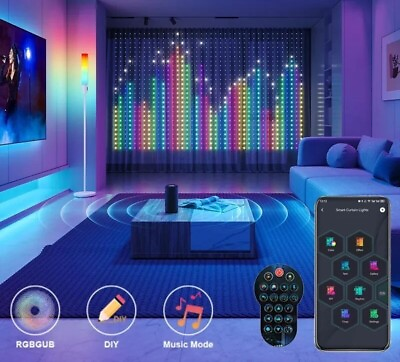 #ad Smart Curtain Window RGB String Light Decoration Festive App DIY Bedroom Outdoor AU $265.00
