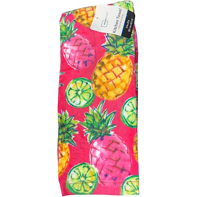 #ad BRAND NEW Kitchen Dish Towel Single Terrycloth Pineapple Tropical Fruit $12.99