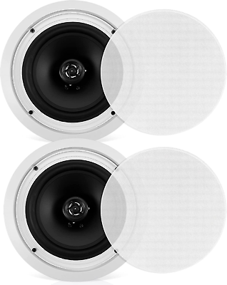 #ad Pair Flush 8” Mount In Wall In Ceiling 2 Way Home Speaker System Spring Loaded Q $114.99