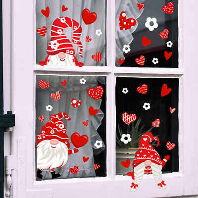 #ad Valentine#x27;s Day Wall Stickers Dwarf Love Heart Decals PVC Window Home Stickers AU $7.08