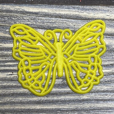 #ad #ad Vintage Cake Cupcake Decor Plastic Flat Yellow Butterfly 1.5” $14.99