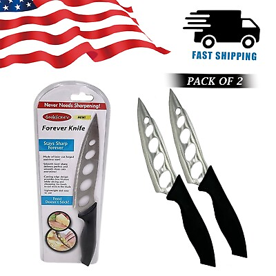 #ad Pack of 2 Stays Sharp Forever Stainless steel Knife Razor Sharp Non Stick $12.99