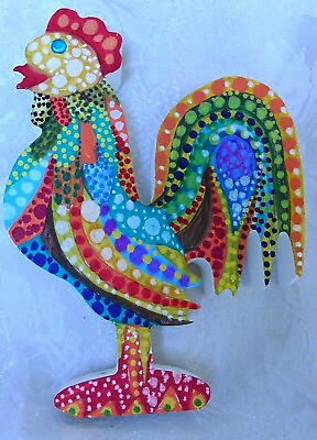 #ad Handmade Art Painted Wooden Rooster Home Decor For Love And Good Luck Gift $36.02
