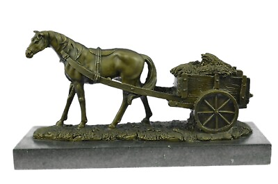 #ad #ad Working Farm Horse with Wagon Bronze Sculpture Statue Figurine Country Art Decor $599.00