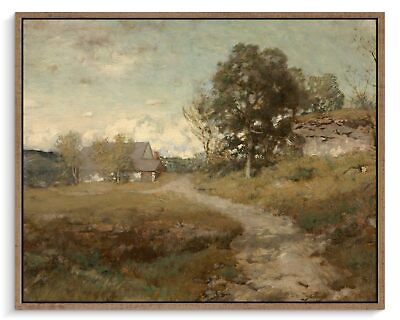 #ad Framed Canvas Wall Art Room Decor Vintage Outskirts Country Road Paintings P... $22.23
