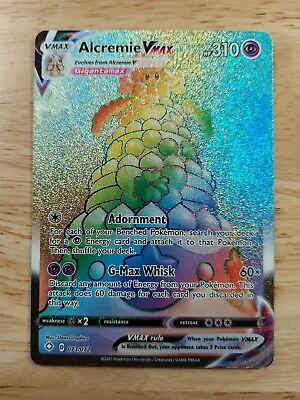Alcremie Vmax 073 072 Shining Fates NM Full Art Rainbow Rare Pokemon Card $7.99