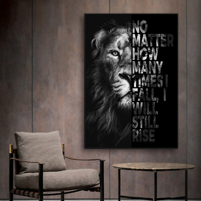 #ad Motivational Inspirational Lion Wall Art Poster Quote Home Office Décor Canvas $5.99