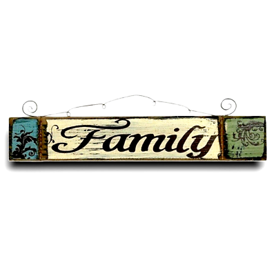 #ad Family Plaque Rustic Wood Sign Farmhouse Wall Hanging Colorful Door Decor Gift $22.94