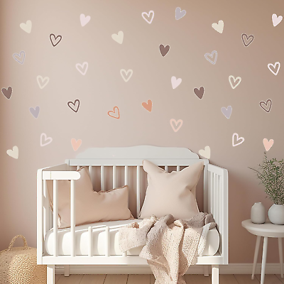 #ad 72Psc Boho Heart Wall Stickers Girls Bedroom Removable Wall Decals Nursery Kids $23.04