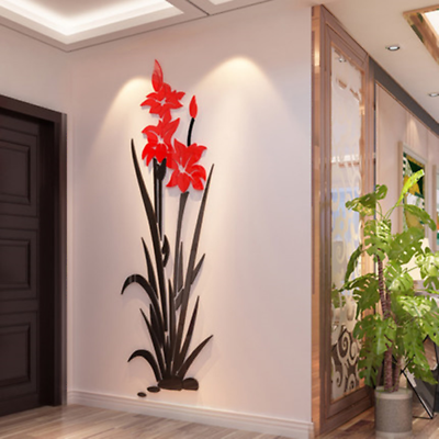 #ad Creative Tulip Flower Acrylic 3d Stereoscopic Wall Stickers Room Decor Hallway $62.20