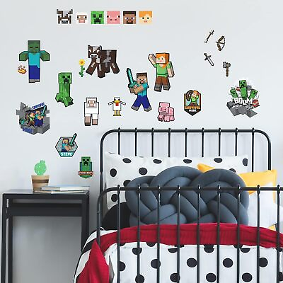 #ad RoomMates RMK5366SCS Minecraft Characters Peel and Stick Wall Decals Multi $26.00