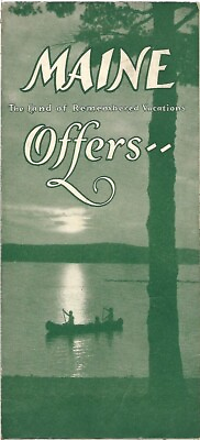 #ad #ad Vintage 1936 MAINE Vacation Brochure Beaches Art Colonies Camping Canoeing Golf $14.99