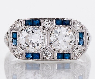 #ad Art Deco Style Lab Created Diamond Engagement Wedding 14K White Gold Finish Ring $70.00