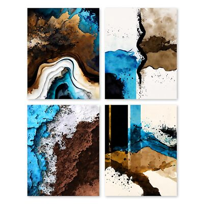 #ad Minimalistic Wall Art Canvas PrintsBrown and Blue Art PostersAbstract Earth... $27.24