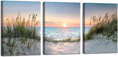 #ad Beach Sunset Decor Wall Art Ocean Landscape for Home Living Room with Framed 12quot; $49.99