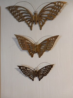 #ad #ad 3 Vintage Brass Metal Butterflies Wall Art Decor $29.99