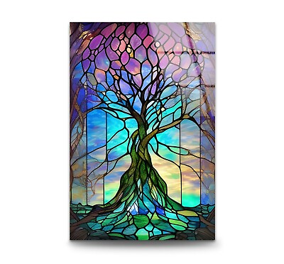 #ad #ad Stained Life Of Tree Tempered Glass Wall Art $95.00