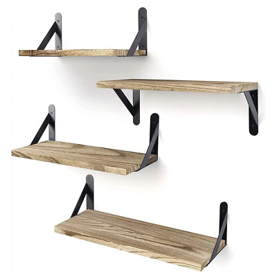 #ad Floating Shelves 2 Sets Wall Shelves Wooden Floating Shelves for Wall Décor US $14.39