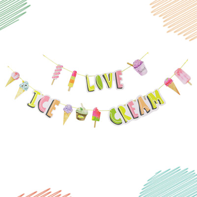 #ad Ice Cream Pattern Hanging Decoration Wall Decorations Party Stuff Summer $7.34