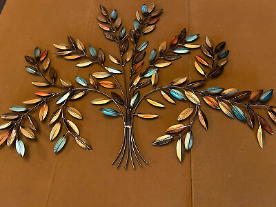 #ad large metal leaf tree wall decor tree of life olive branch shiny metallic $165.00