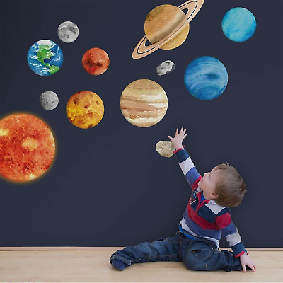#ad Solar System Wall Stickers for Kids Universe Space Wall Sticker Large Size Pla $20.22