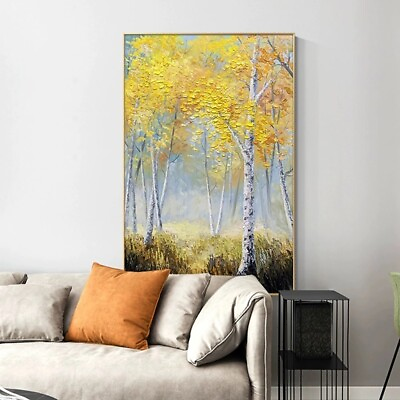 #ad Forest Wall Art Abstract Tree Painting On Canvas Hand Painted Wall Living Room $99.80