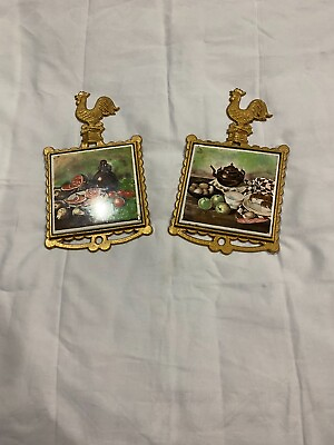 #ad Pair Roosters Kitchen Decorative Frames Size 9x5inches each $19.99