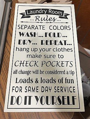 #ad Laundry Rules Wall Decor Sign Laundry Room Wooden Sign Wall ... $19.99