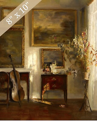 #ad 1800s Interior With Cello Painting Giclee Print 8x10 on Fine Art Paper $14.99