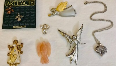 #ad Lot of 8 Angel Themed Vintage to Modern Pieces Jewelry Brooches Necklace Pendant $13.99