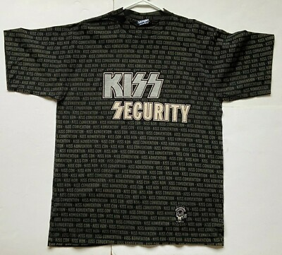 #ad Vintage KISS Band T Shirt All Over Art Convention Concert Tour Security UNWORN $174.00