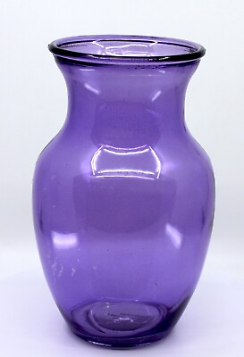 #ad Flower Solid Purple Glass Modern Vase 8quot;in High $8.99