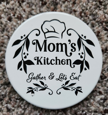 #ad Ceramic Magnet quot;Mom#x27;s Kitchen Gather amp; Let#x27;s Eatquot; Kitchen Chef Hat 3.25 Dia $4.99