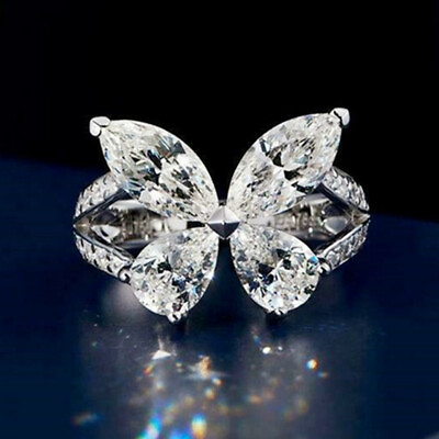 Elegant Butterfly 925 Silver Filled Cubic Zircon Ring Women Jewelry Sz 6 10 C $3.23