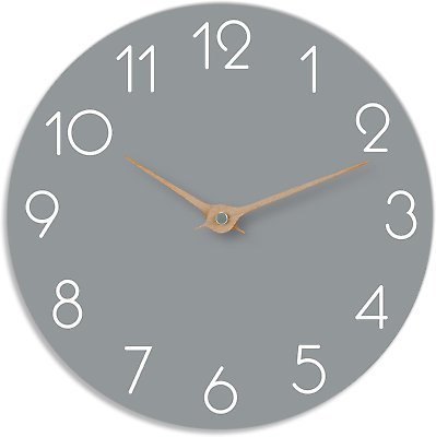 #ad Wall Clock Grey Kitchen Wall Clocks Battery Operated Modern Silent Wall Clock $13.99
