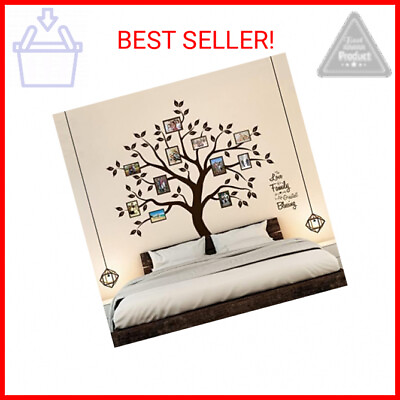 #ad Family Tree Wall Decals for Living Room Vinyl Photo Frames Collage Dark Brow $26.16