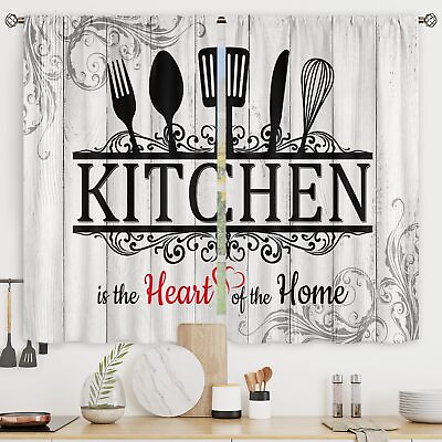 #ad #ad Rustic Black White Kitchen Curtains Short Small Funny Quotes Farmhouse Wooden... $30.60